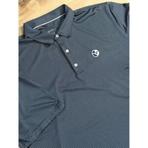 Johnnie O Mens XXL Polo‎ Shirt Navy White Stripe Golf Casual Short Sleeve